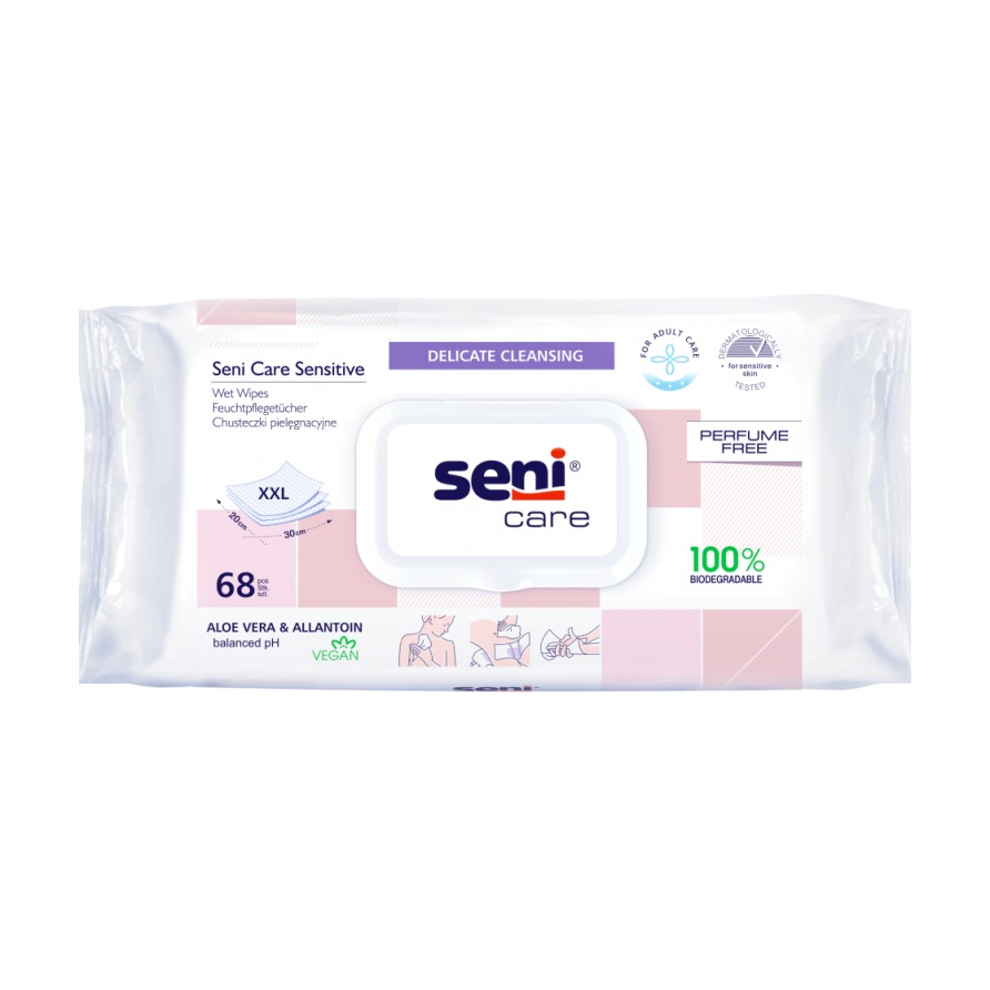 Seni Care Sensitive Feuchttücher XXL, 68 Stück