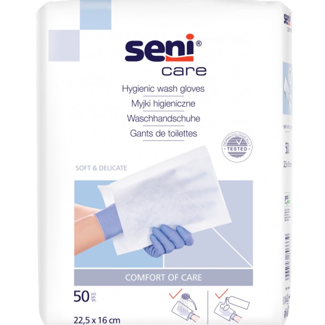 Seni Care Waschhandschuhe, unfoliert, 50 Stück